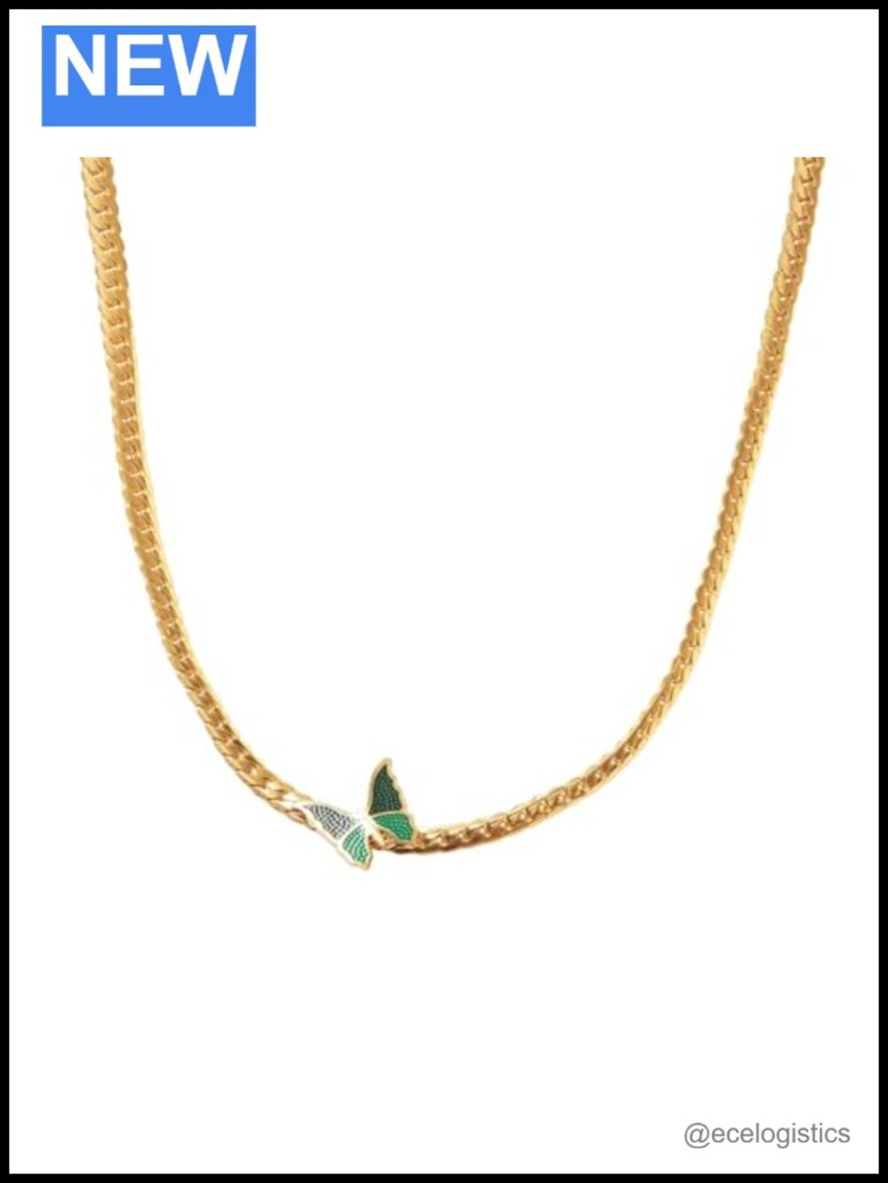 18K Gold Plated Butterfly Herringbone Choker Minimalist Necklace